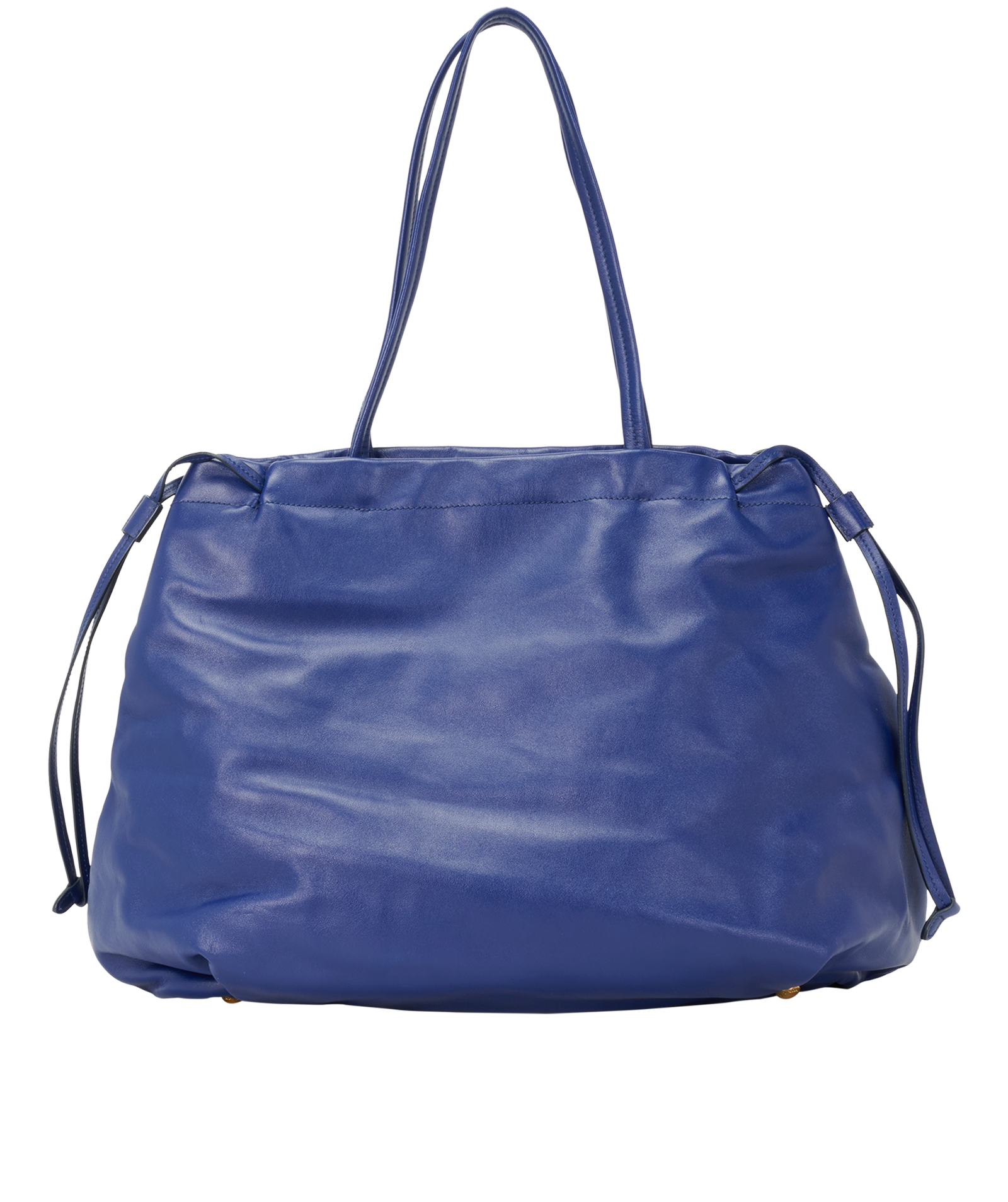Drawstring 2-Way Tote, &pound;630, Handbags, Blue, Leather, Back view
